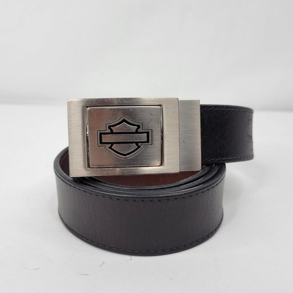 Harley Davidson Reversible Buckle Black Brown Leather Belt - 36 - Picture 2 of 7